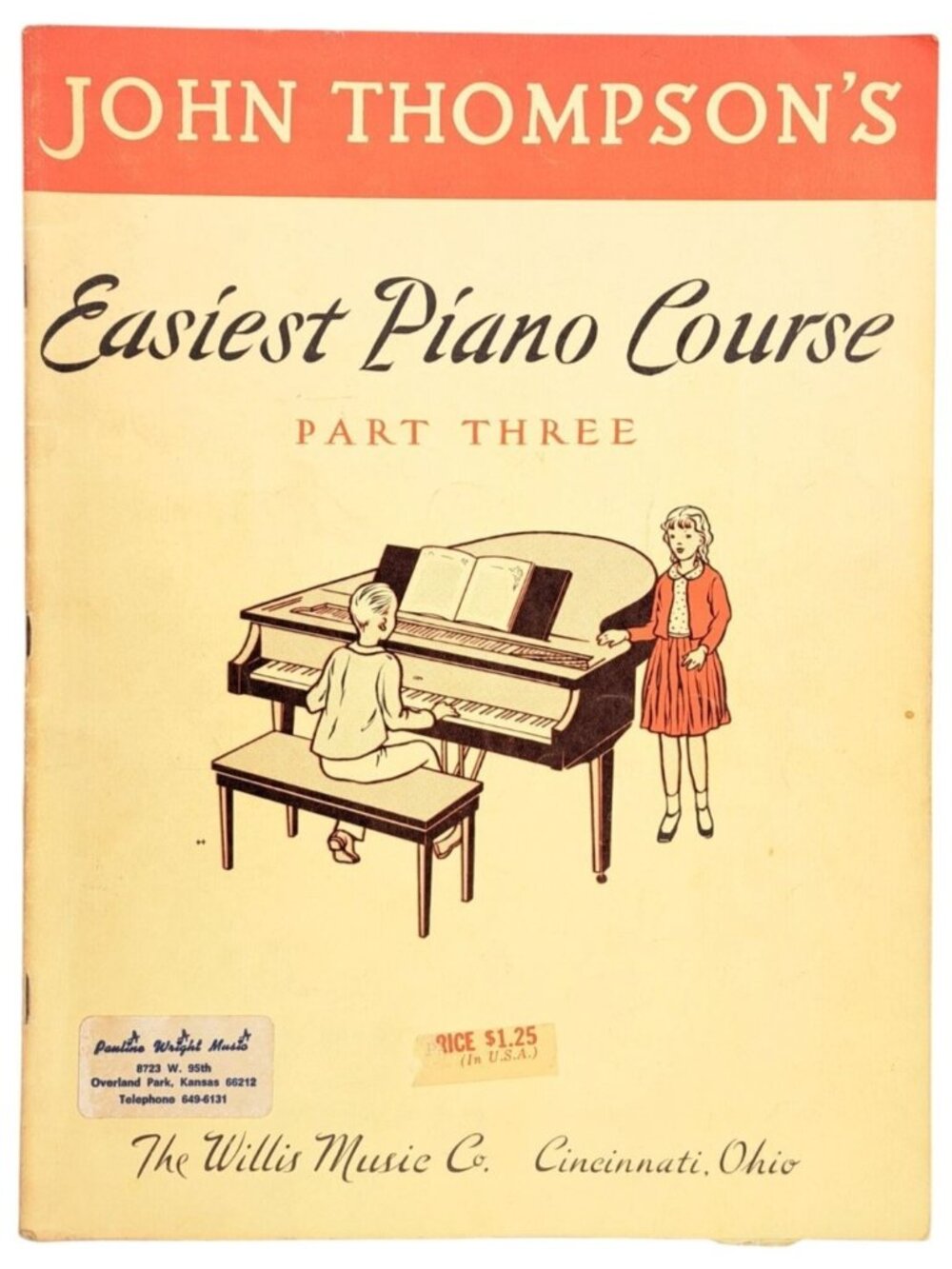 Vintage John Thompson's Easiest Piano Course Part Three 1955 Book Beginner Music